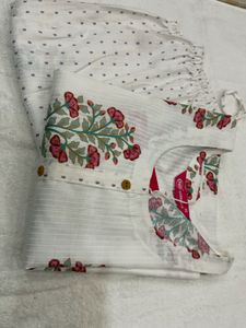 White Floral Print Kurta set