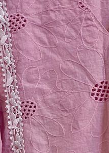 Pink cotton Embroidered Kurta