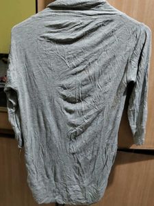 Gray Open Front Cardigan