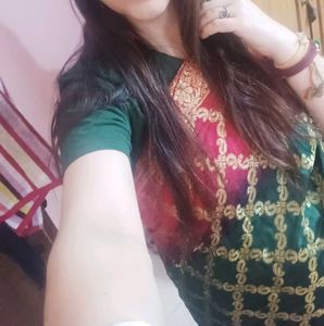 Elegant Green &amp; Red Brocade Saree