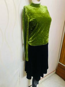 Two piece green colour top with skirt dress