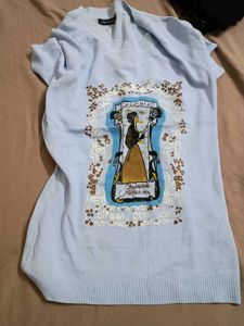 Light Blue Graphic Print Sweater