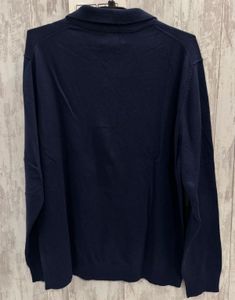 Men's Navy Blue Buttoned Oversized Pullover