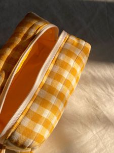 Cute Yellow Gingham Pouch Bag