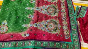 beautiful 2 shaded sari with blouse