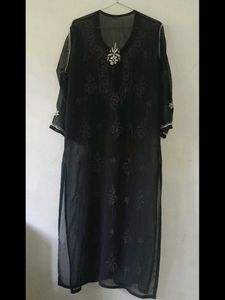 Black Embroidered Kurta