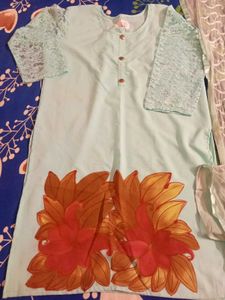 Beautiful Mint Green Kurta Set with Scarf