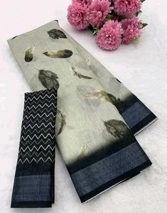 Elegant Leaf Print Saree