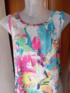 Vibrant Abstract Print Sleeveless Dress