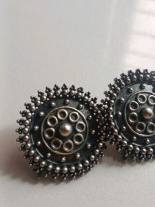 Oxidized Silver Ethnic Earrings
