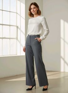 Formal Grey Wide-Leg Trousers