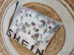 SHEIN Floral Embroidery Yoke Ruffle Trim Swiss Dot Smock Top