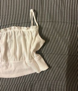 White Sleeveless Crop Top