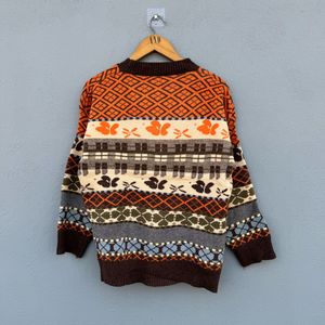 Vintage Patterned Knit Sweater