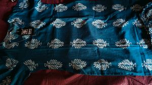 New Teal Leaf Print Kurta Set