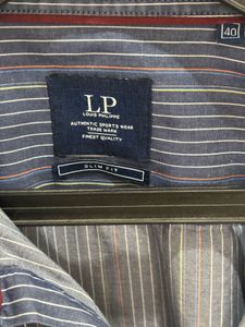 Louis Philippe Men’s Blue Striped Shirt