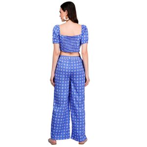 Blue Printed Crop Top and Palazzo Set(co-ord set)