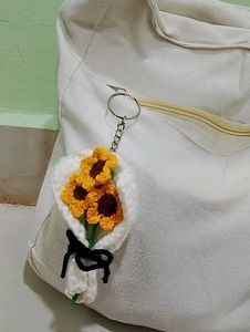 Handmade Crochet Sunflower Keychain