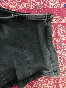 One Shoulder Denim Crop Top