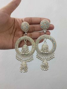 Jhumka Earrings with Crystals