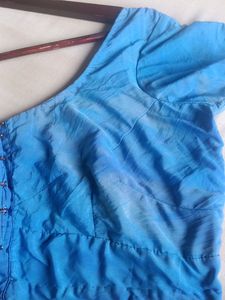 Blue Crepe Blouse
