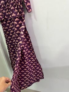Maroon Cotton Straight Kurti