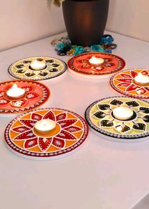 Handmade MDF Mandala Diya Holders 🪔