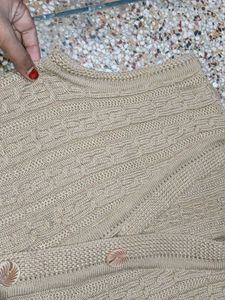 Classic Beige Cable Knit Vest