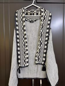 Boho Grey Shrug with Geometric Print