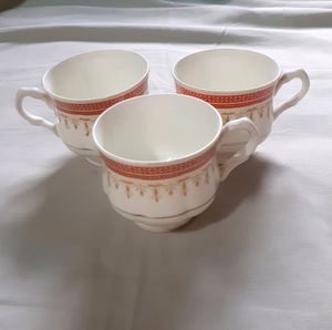 COMBO 3 Sets Glass Cup Bone China Tea Cup Coffee Cup 90s Vintage Tea Cup Set West Bengal Chai Cup Kitchen &amp; Dining Items Ceramic White Cup With Beautiful Design Indian Design Stylish Aesthetic Cup Set