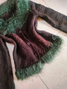 Y2K fur knit top 🧋🌱🍂🐵🦜🦢
