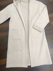 White Over Coat With Hoddie