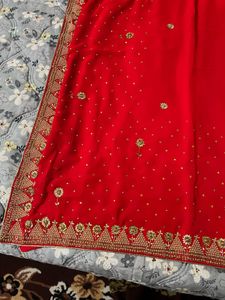 Elegant Red Embroidered Saree