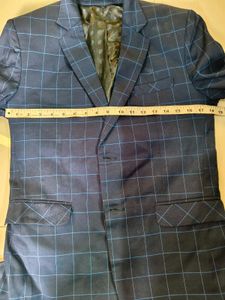 Men's Navy Blue Checkered Blazer