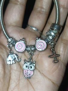 Charm Bracelet with Owl and Elephant