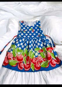 Blue Cherry Polka Dot Frock