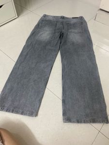 Wide Leg Grey Denim Jeans