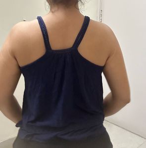 Ocean Breeze Navy Blue Crop Top