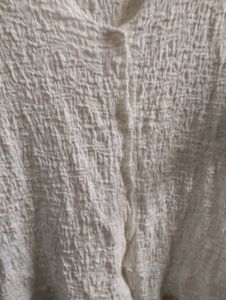 White Textured V-Neck Button-Up Top