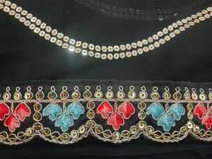 Elegant Black Saree with Sequins &amp; Embroidery