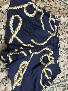 Navy Blue Nautical Rope Print Pants