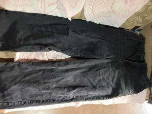 Grey Wide Leg Jeans with Ripped Detail