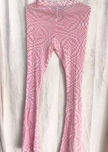 Y2K Pink Checkerboard Flare Pants