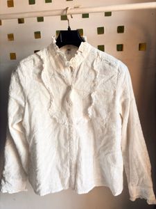 Boho White Ruffle Lace Blouse