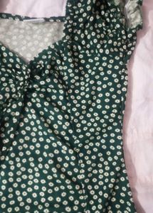Cute Green Floral Mini Dress