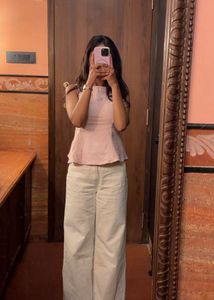 Stylish Light Pink Peplum Top