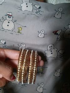 Set of Orange &amp; Gold Bangles