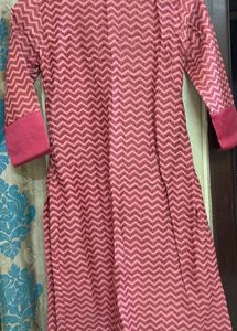 Pink Chevron Print Kurta