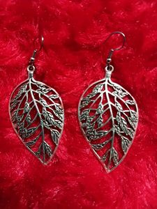 Silver Coated Leaf Earring