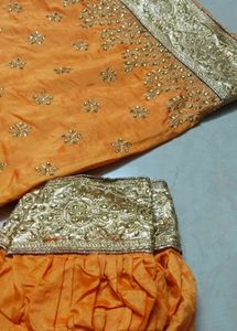 Elegant Orange Embellished Saree